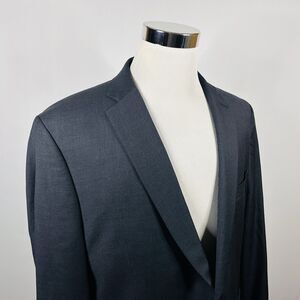Calvin Klein 46L Sport Coat 100% Wool Charcoal Black Two Button Double Vented
